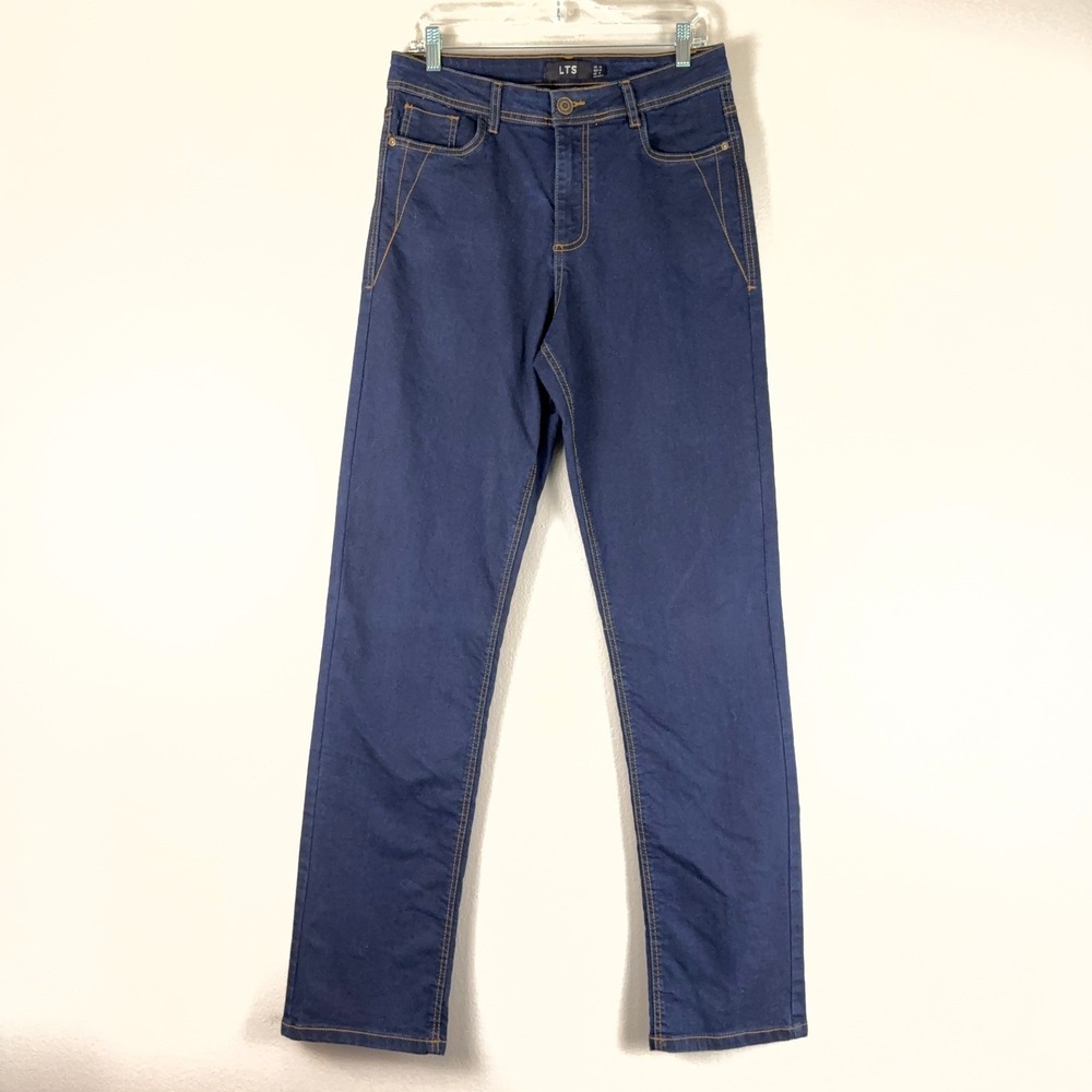 Long Tall Sally Straight Leg Jeans Size 10 Dark Blue Stretch Denim 193041 Tall